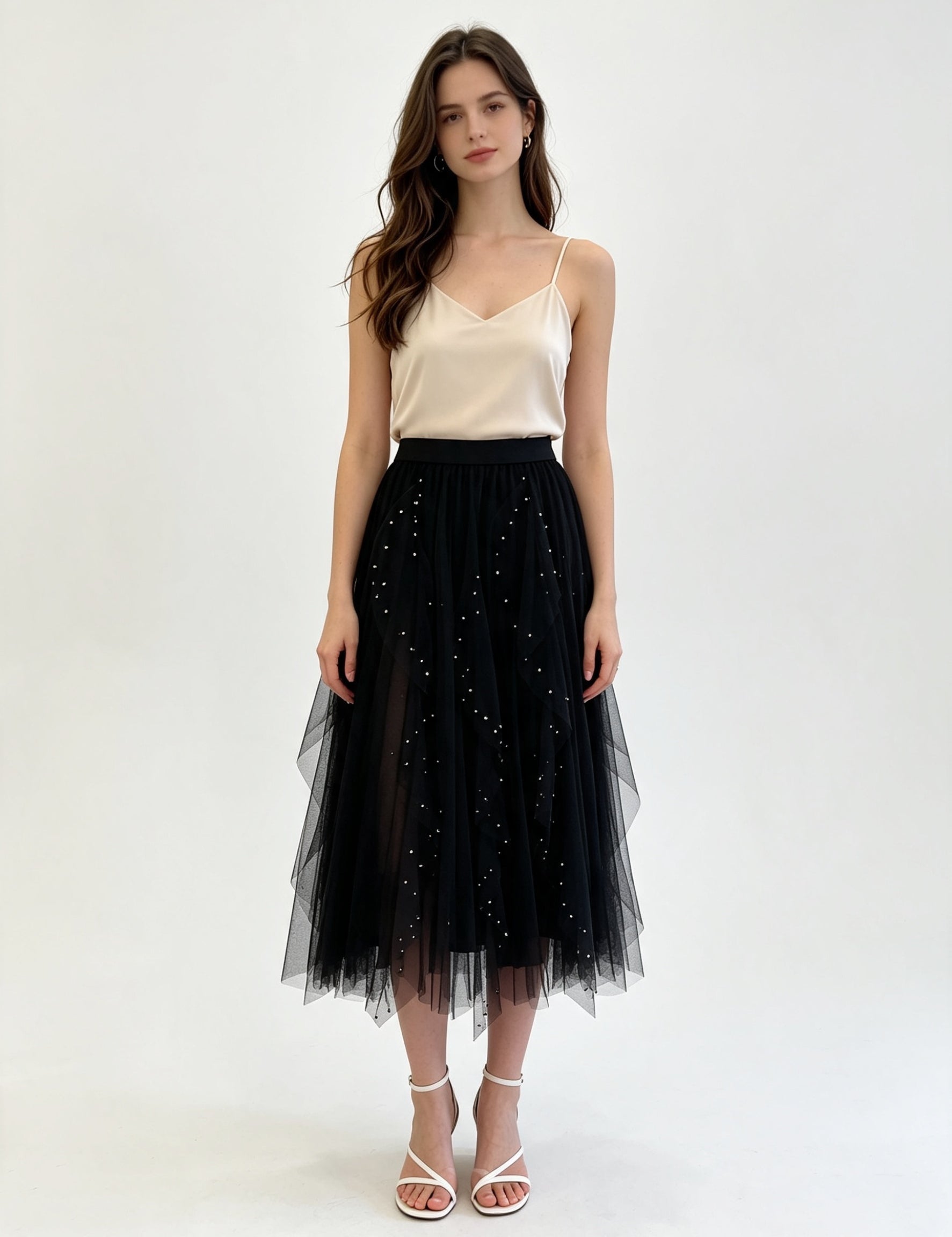 Classic A-Line Tulle Midi Skirt