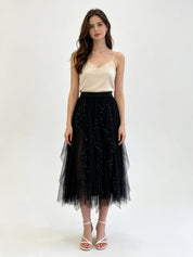 Classic A-Line Tulle Midi Skirt