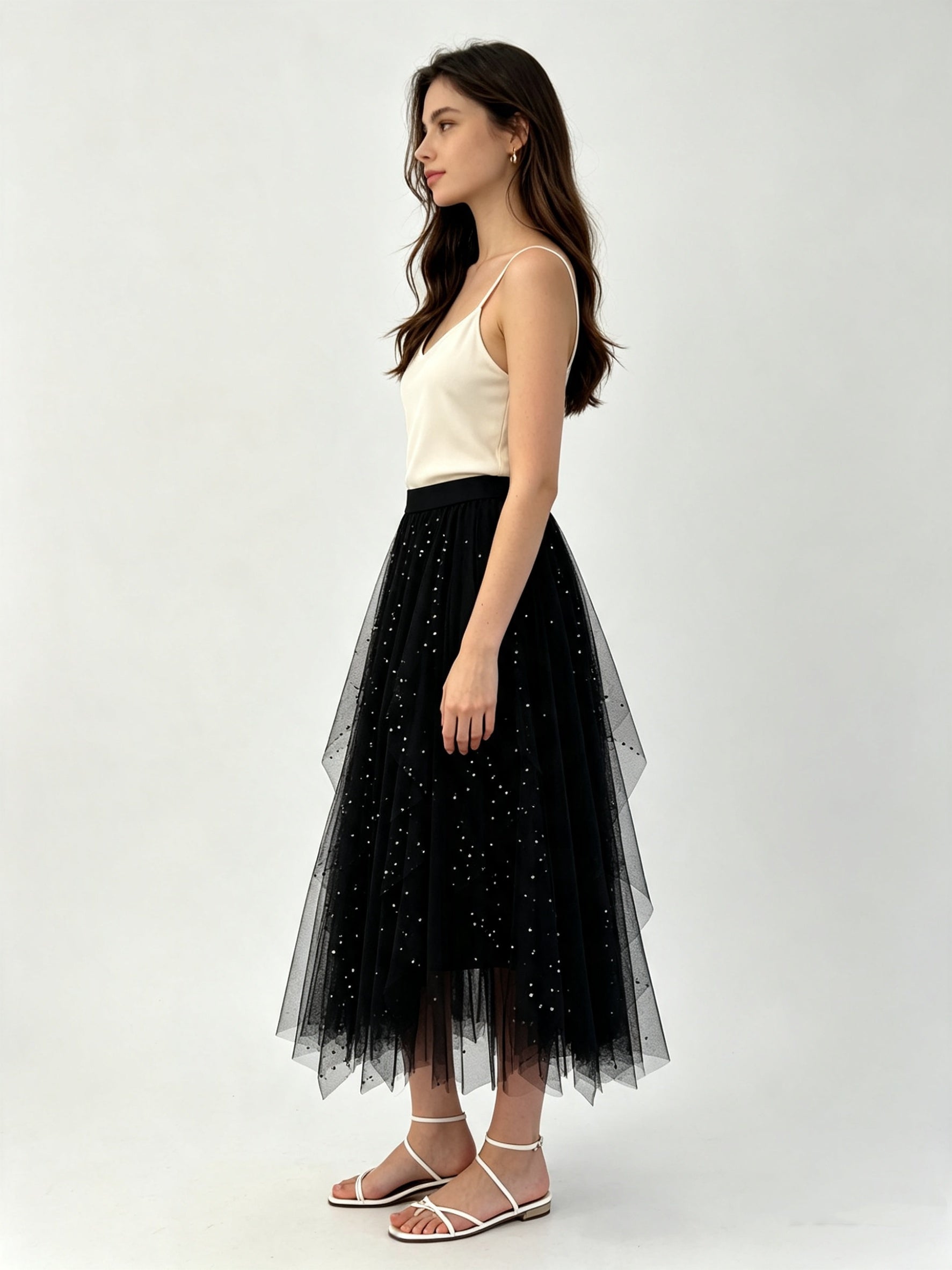 Classic A-Line Tulle Midi Skirt
