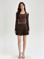 High Waist Pleated Mini Skirt