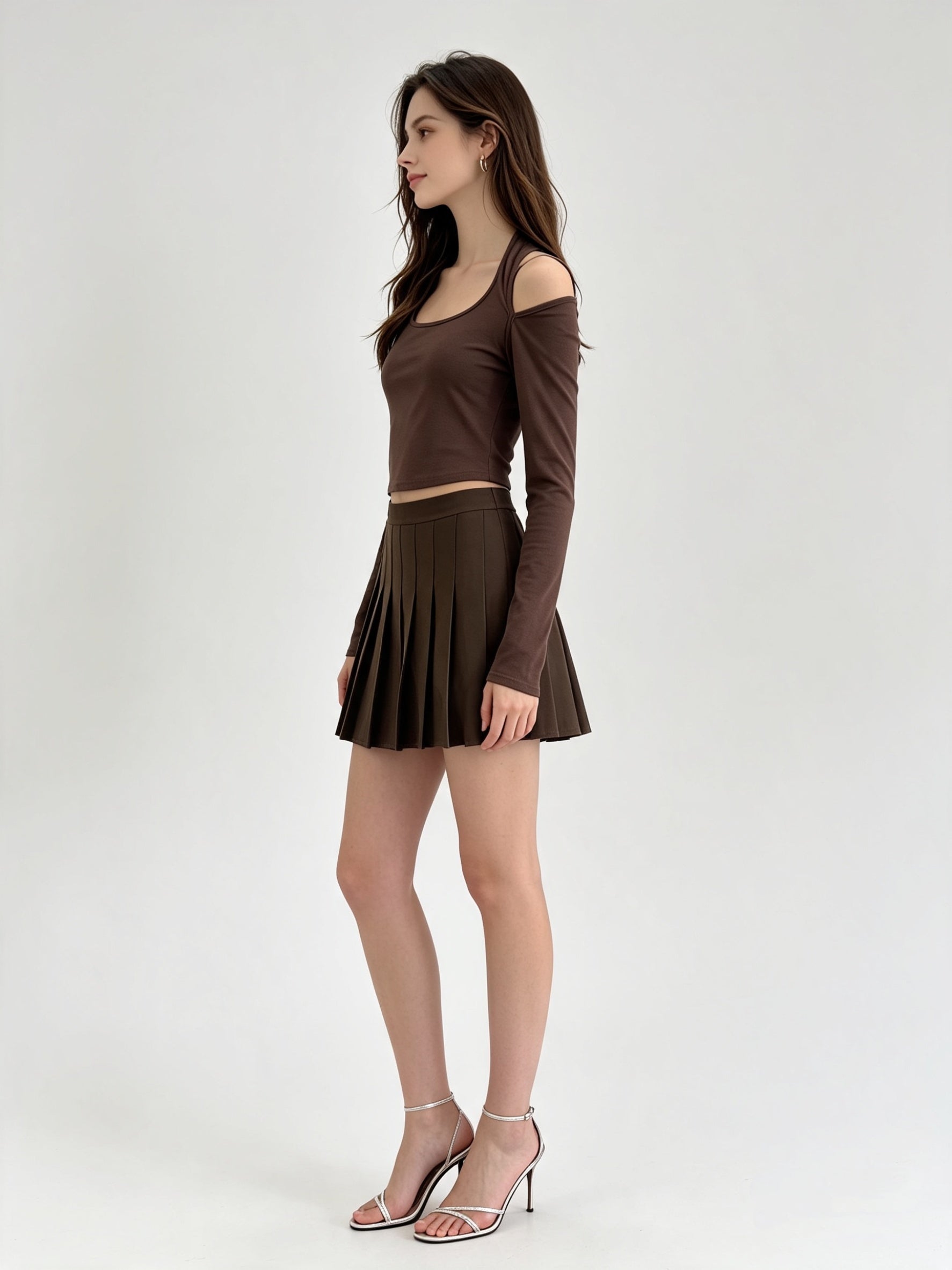 High Waist Pleated Mini Skirt