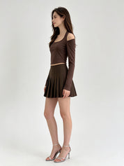 High Waist Pleated Mini Skirt